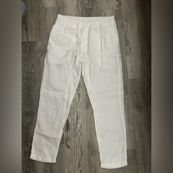 CP Shades Pants - CP Shades Linen Drawstring Pants Womens Size 28 White Straight Leg